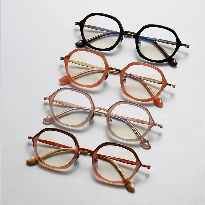 Gatenac Unisex Full Rim Square Acetate Titanium Eyeglasses Gxyj1461 Full Rim Gatenac