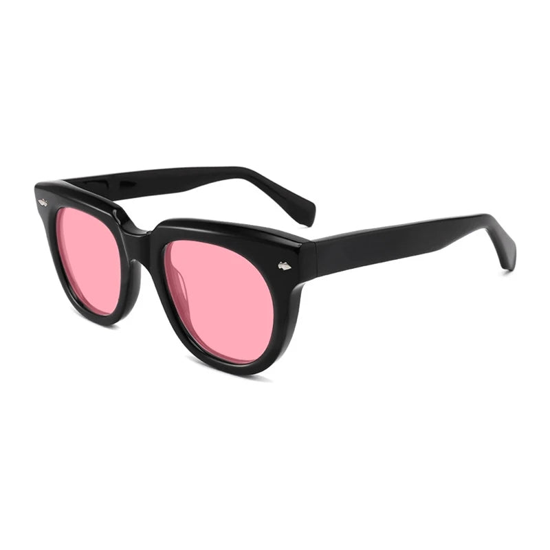 Gatenac Unisex Full Rim Square Acetate Polarized Sunglasses Mo17 Sunglasses Gatenac Black Pink