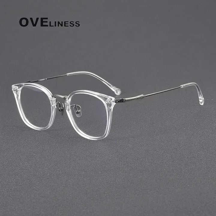 Oveliness Women's Full Rim Square Acetate Titanium Eyeglasses 614052