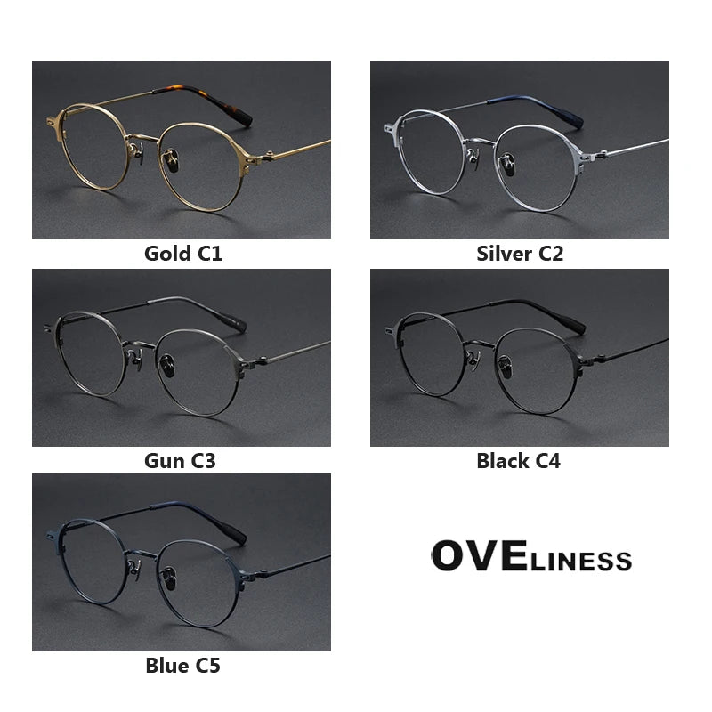 Oveliness Unisex Full Rim Round Titanium Eyeglasses 8111 Full Rim Oveliness   