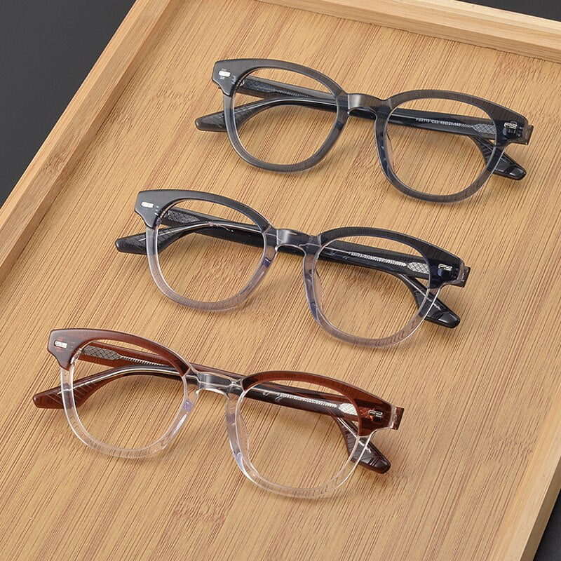Gatenac Unisex Full Rim Square Acetate Eyeglasses Gxyj1113 Full Rim Gatenac