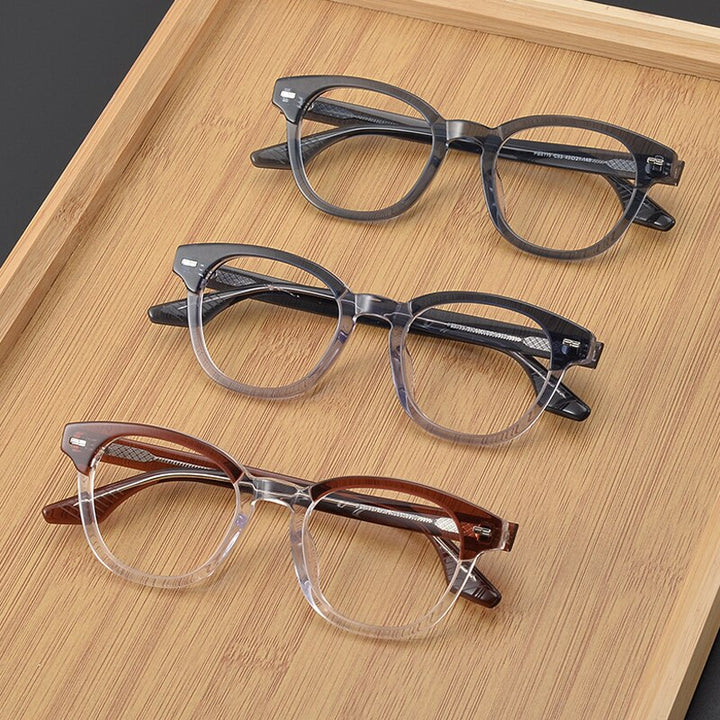Gatenac Unisex Full Rim Square Acetate Eyeglasses Gxyj1113 Full Rim Gatenac
