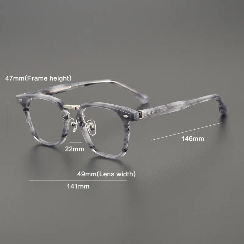 Gatenac Unisex Full Rim Square Titanium Acetate Eyeglasses Gxyj1130 Full Rim Gatenac