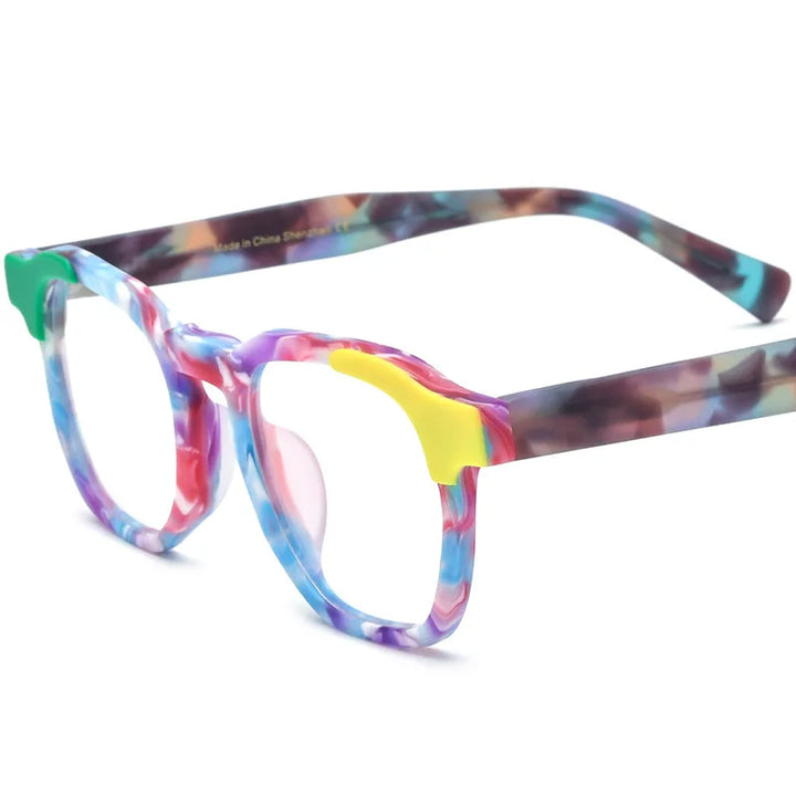 CCspace Unisex Full Rim Square Acetate Eyeglasses 56973 Full Rim CCspace C1Rainbow