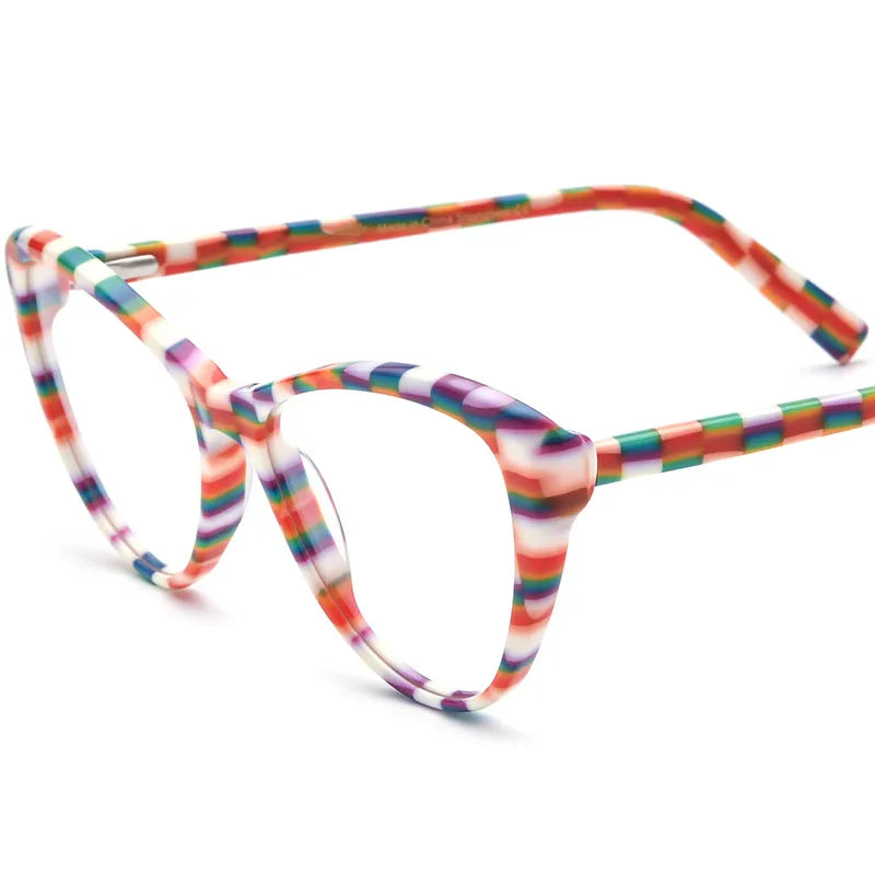 CCspace Unisex Full Rim Cat Eye Acetate Eyeglasses 56917 Full Rim CCspace C1Orange