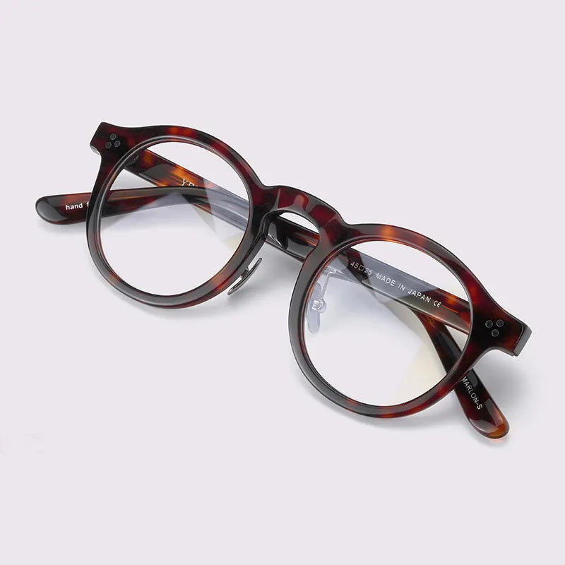 Black Mask Unisex Full Rim Acetate Round Eyeglasses 4526 Full Rim Black Mask Tortoise
