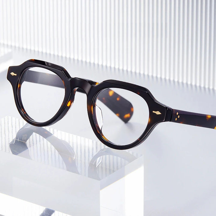 Black Mask Women's Full Rim Flat Top Oval Round Acetate Eyeglasses 13923 Full Rim Black Mask