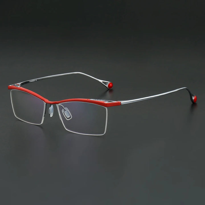 Muzz Unisex Semi Rim Square Brow Line Titanium Eyeglass 817113