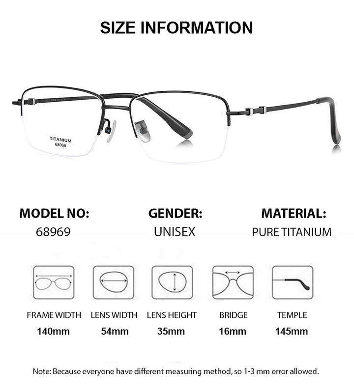 Chashma Ottica Unisex Semi Rim Square Titanium Eyeglasses 468969