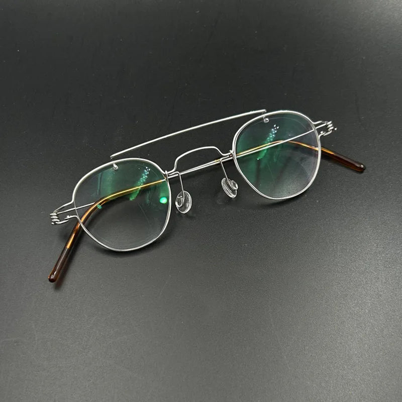 Yujo Unisex Full Rim Round Double Bridge Screwless Steel Eyeglasses 3838 Full Rim Yujo