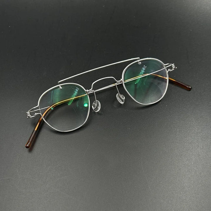 Yujo Unisex Full Rim Round Double Bridge Screwless Steel Eyeglasses 3838 Full Rim Yujo