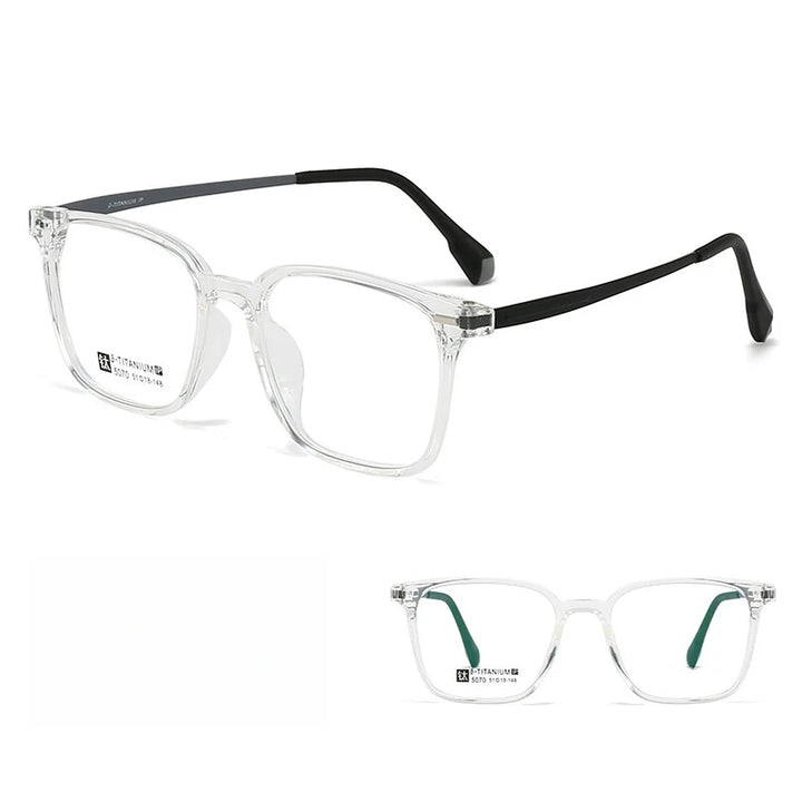 Yimaruili Unisex Full Rim Square Tr 90 Titanium-Alloy Eyeglasses 5070