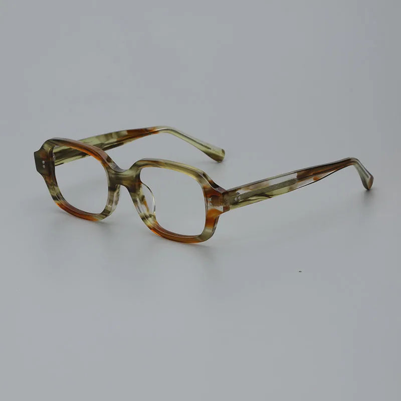 Hewei Unisex Full Rim Rectangle Acetate Eyeglasses 0026 Full Rim Hewei grass green