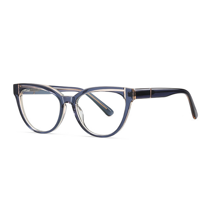 Ralferty Women's Full Rim Square Cat Eye Acetate Eyeglasses D8819 Full Rim Ralferty C733 Clear Blue China