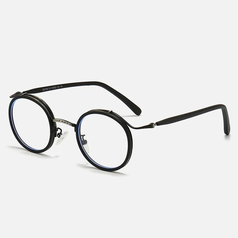 Kocolior Unisex Full Rim Round Acetate Alloy Hyperopic Reading Glasses 22105 Reading Glasses Kocolior Sand Black 0