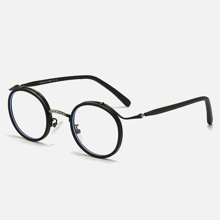 Kocolior Unisex Full Rim Round Acetate Alloy Hyperopic Reading Glasses 22105 Reading Glasses Kocolior Sand Black 0