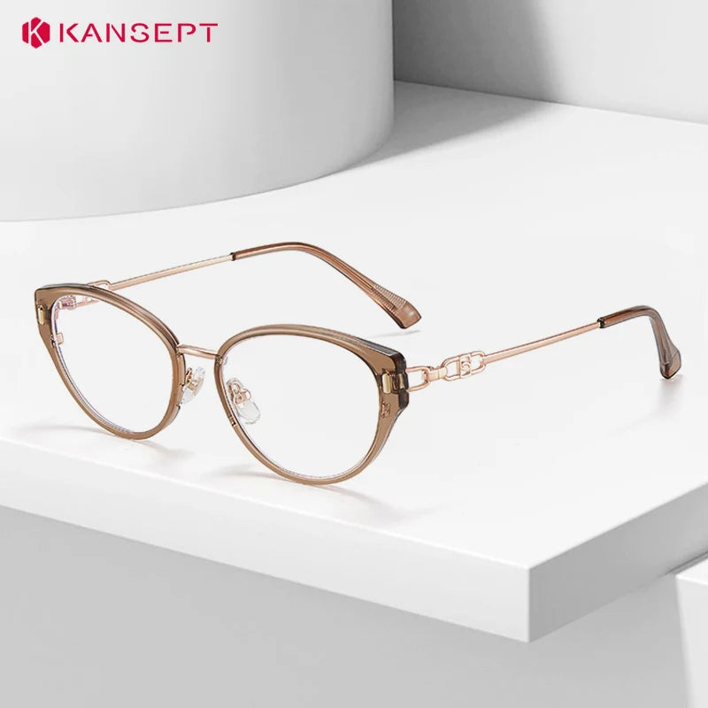 Kansept Women's Full Rim Oval Cat Eye Tr 90 Alloy Reading Glasses 12008