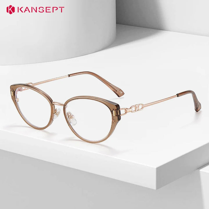Kansept Women's Full Rim Oval Cat Eye Tr 90 Alloy Reading Glasses 12008