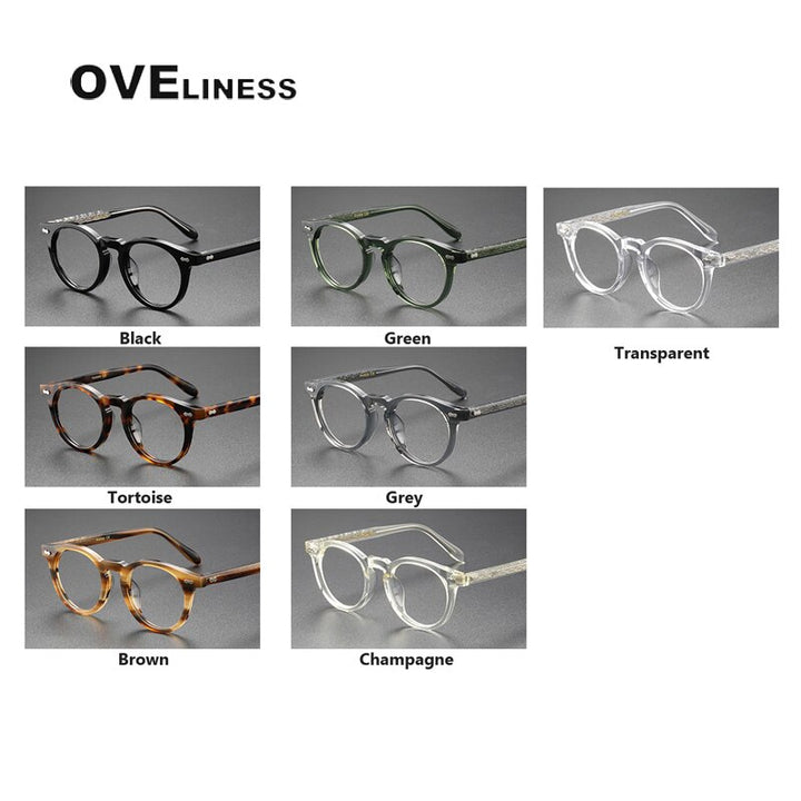 Oveliness Unisex Full Rim Round Acetate Titanium Eyeglasses 505 Full Rim Oveliness