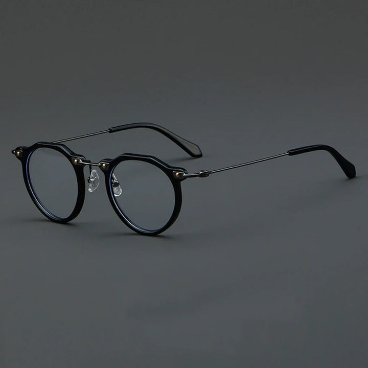 CCspace Unisex Full Rim Flat Top Round Acetate Eyeglasses 57028 Full Rim CCspace C1Black