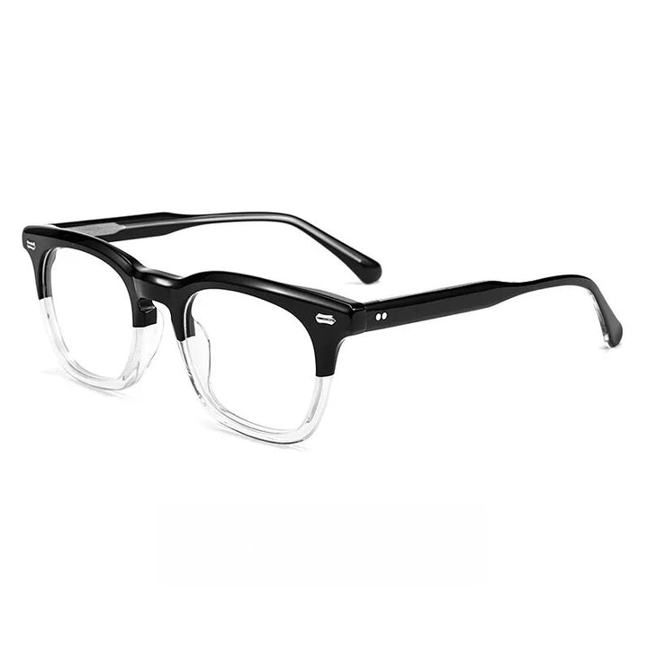 Yimaruili Unisex Full Rim Square Acetate Eyeglasses Kbt98612 Full Rim Yimaruili Eyeglasses Black Transparent