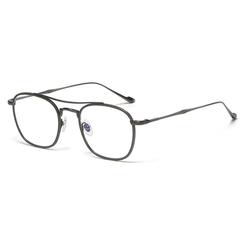 Gatenac Unisex Full Rim Square Double Bridge Titanium Eyeglasses Gxyj1040 Full Rim Gatenac Gun