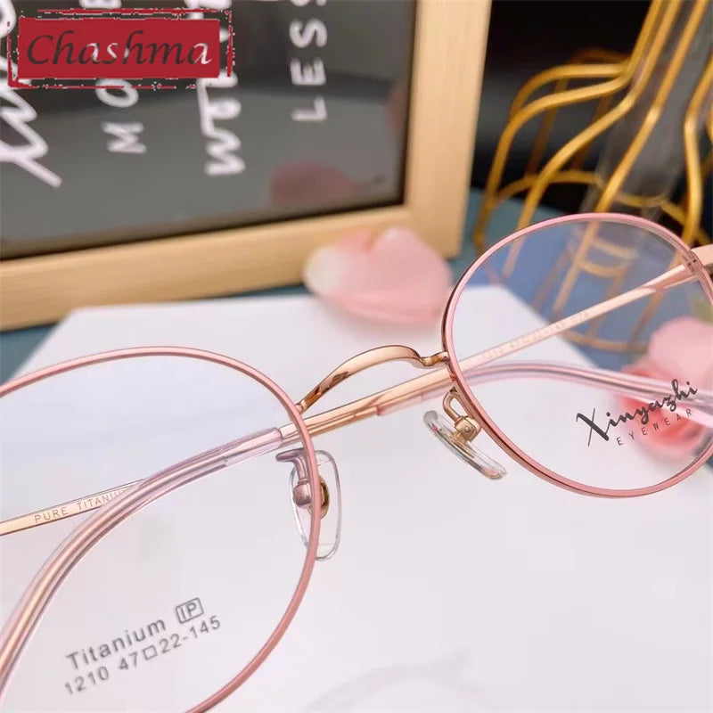 Chashma Ottica Unisex Full Rim Round Titanium Eyeglasses 1210 Full Rim Chashma Ottica