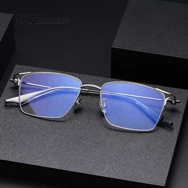 Oveliness Unisex Semi Rim Square Acetate Titanium Eyeglasses 81002