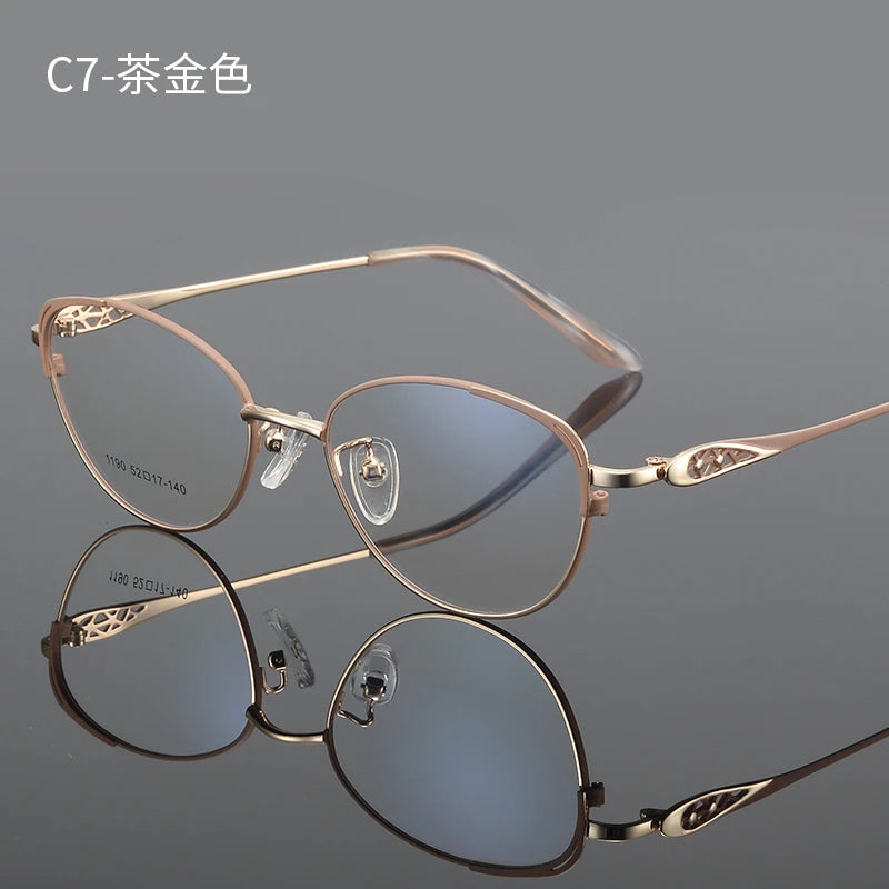 Bclear Women's Full Rim Oval Cat Eye Alloy Eyeglasses 61190