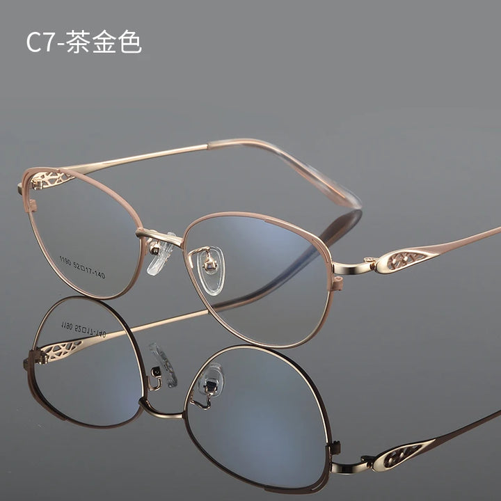 Bclear Women's Full Rim Oval Cat Eye Alloy Eyeglasses 61190