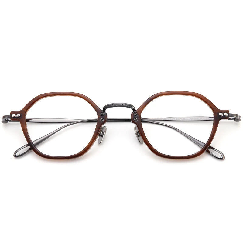 Muzz Unisex Full Rim Polygon Oval Titanium Acetate Eyeglasses 5957 Full Rim Muzz C2