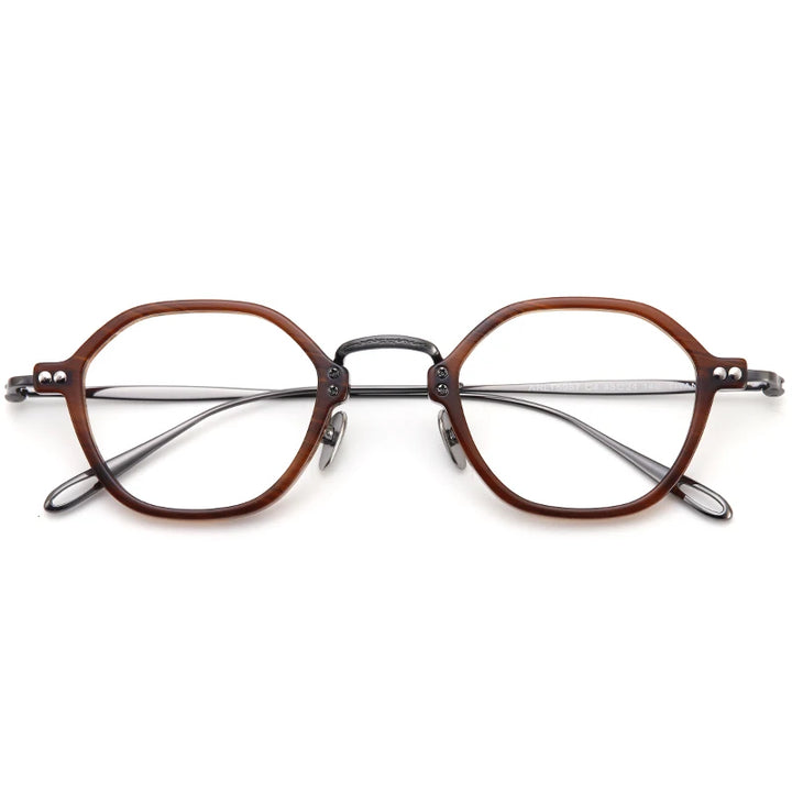 Muzz Unisex Full Rim Polygon Oval Titanium Acetate Eyeglasses 5957 Full Rim Muzz C2