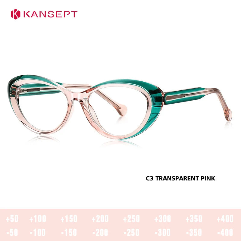 Kansept Unisex Full Rim Oval Cat Eye Tr 90 Alloy Reading Glasses 64100