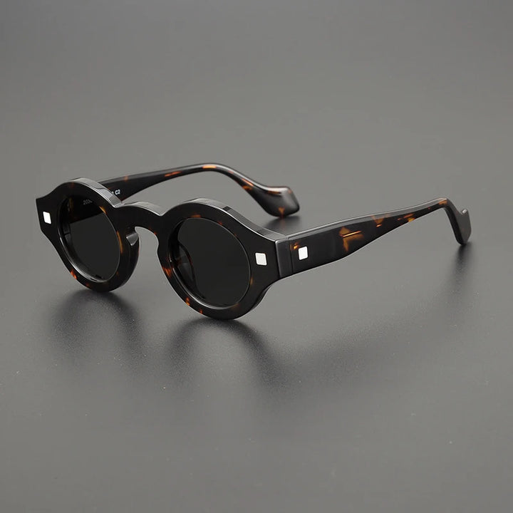 Gatenac Unisex Full Rim Round Acetate Polarized Sunglasses M003 Sunglasses Gatenac Tortoiseshell Gray  