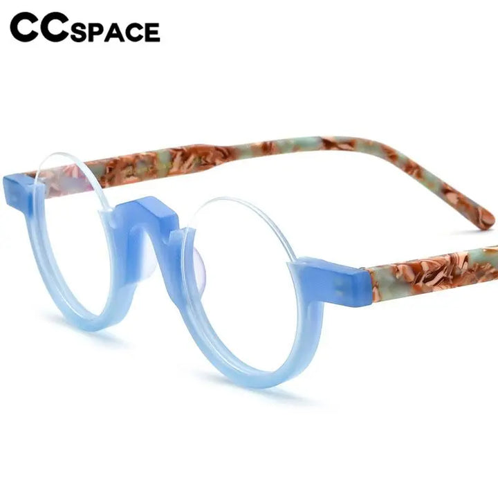 CCspace Unisex Semi Rim Round Acetate Eyeglasses 56887 Semi Rim CCspace