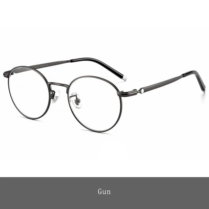 Hdcrafter Unisex Full Rim Round Titanium Eyeglasses 0172O Full Rim Hdcrafter Eyeglasses GRAY  