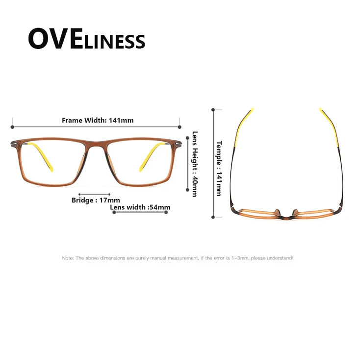 Oveliness Unisex Full Rim Square Acetate Titanium Eyeglasses 72353 Full Rim Oveliness