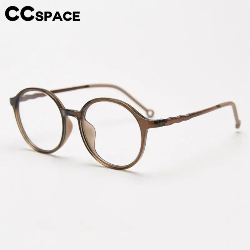 CCspace Unisex Full Rim Round Tr 90 Titanium Eyeglasses 56834 Full Rim CCspace