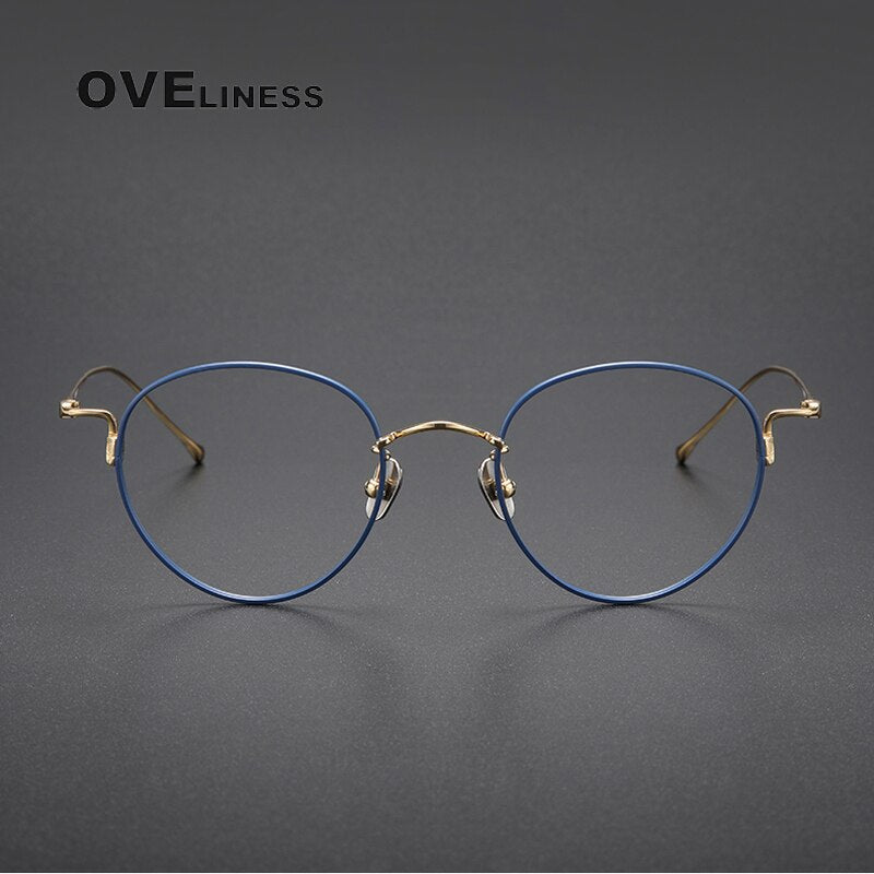 Oveliness Unisex Full Rim Round Titanium Eyeglasses 164 Full Rim Oveliness