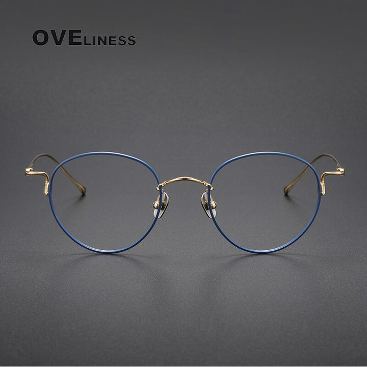 Oveliness Unisex Full Rim Round Titanium Eyeglasses 164 Full Rim Oveliness