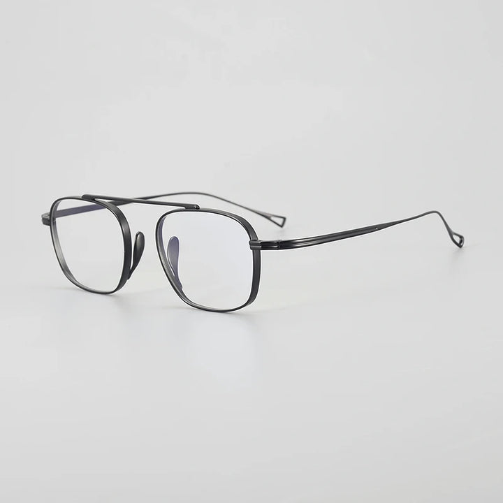 Gatenac Unisex Full Rim Small Square Titanium Eyeglasses Gxyj1474 Full Rim Gatenac Black