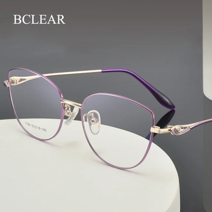 Bclear Women's Full Rim Oval Cat Eye Alloy Eyeglasses 61189