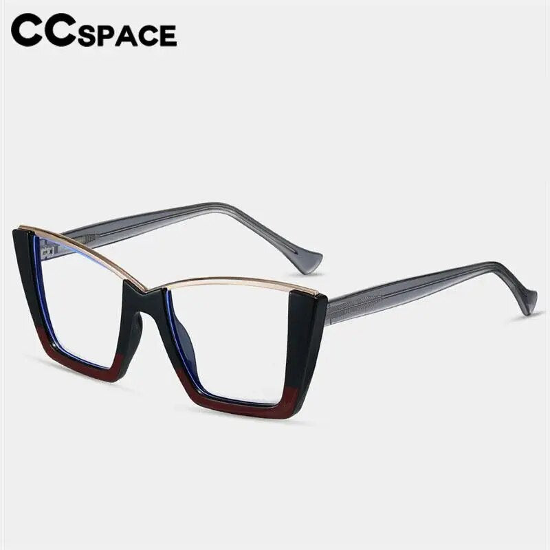 CCspace Women's Semi Rim Square Tr 90 Titanium Eyeglasses 57014 Semi Rim CCspace