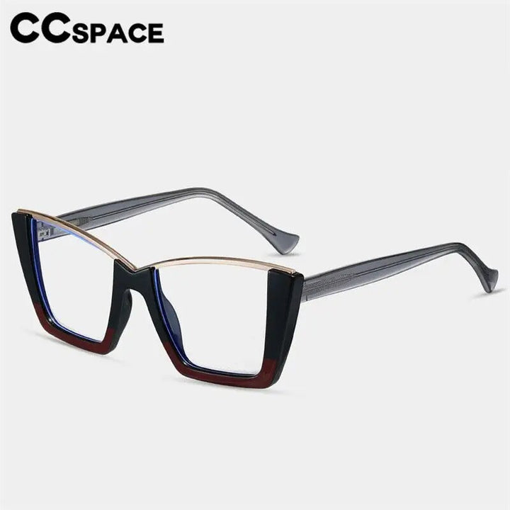 CCspace Women's Semi Rim Square Tr 90 Titanium Eyeglasses 57014 Semi Rim CCspace