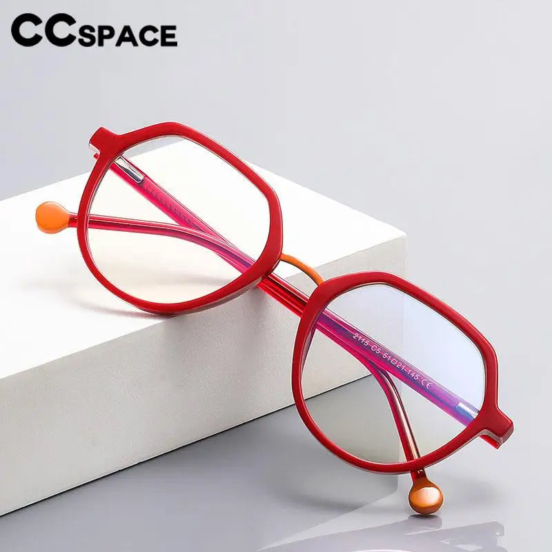 CCSpace Unisex Full Rim Flat Top Round Tr 90 Titanium Eyeglasses 57322 Full Rim CCspace   