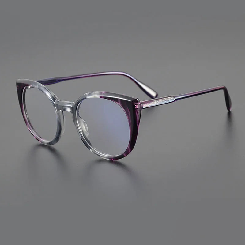 Nobler Unisex Full Rim Round Cat Eye Acetate Eyeglasses T028 Full Rim Nobler C2