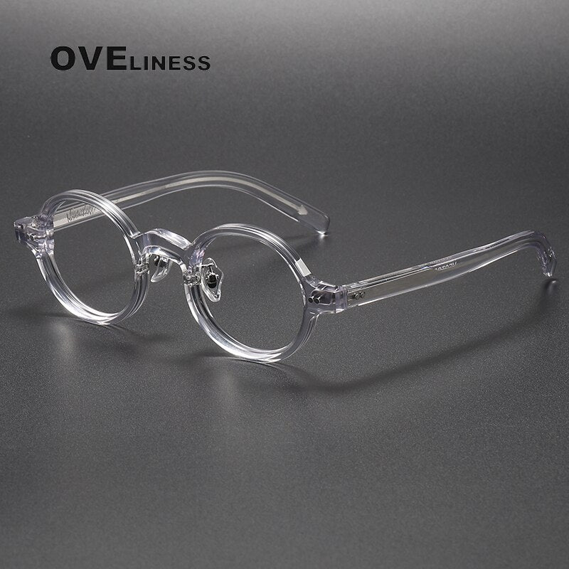 Oveliness Unisex Full Rim Roun Acetate Eyeglasses 005 Full Rim Oveliness transparent