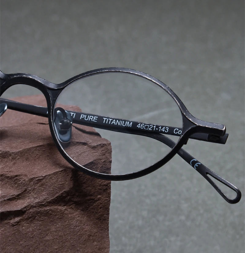 Black Mask Unisex Full Rim Oval Round Titanium Eyeglasses 1039 Full Rim Black Mask