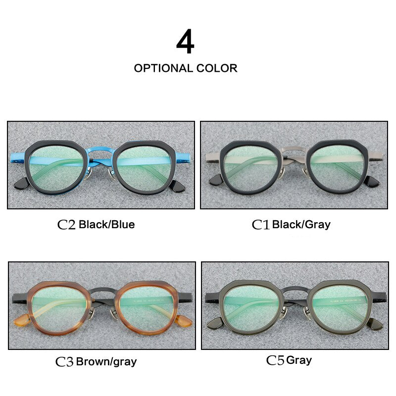 Muzz Men's Full Rim Square Acetate Titanium Alloy Eyeglasses 58081 Full Rim Muzz