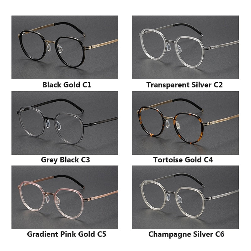 Oveliness Unisex Full Rim Round Acetate Titanium Eyeglasses Full Rim Oveliness   
